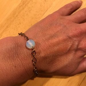 Handmade wire chain link opalite bracelet